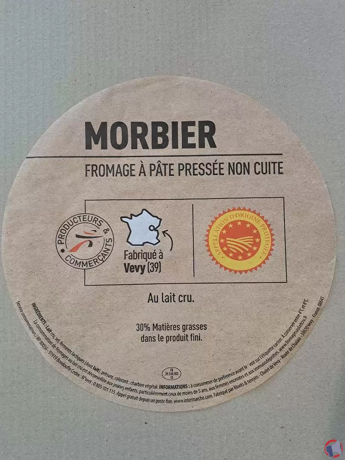 Rappel de produit : Morbier AOP Terrier vendu chez Intermarché