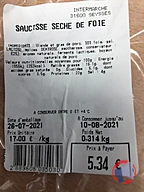 Rappel produit SAUCISSE SECHE DE FOIE Intermarché Seysses (photo numéro 2)