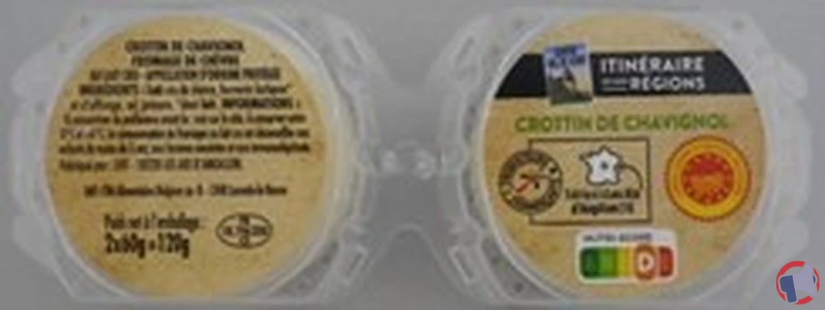 Rappel de produit : crottin de Chavignol AOP ITM x2 d'Itinéraire de Nos Régions