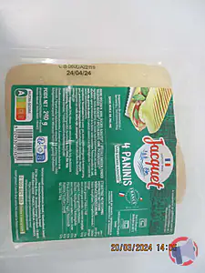 Rappel produit 4 PANINIS SANS SUCRE AJOUTES JACQUET 240G JACQUET