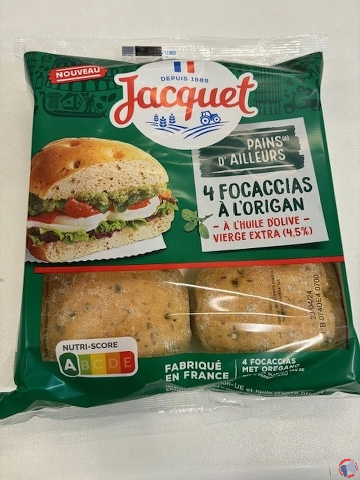 Rappel produit : Focaccia à l'origan de la marque Jacquet pour risque de présence de corps étrangers