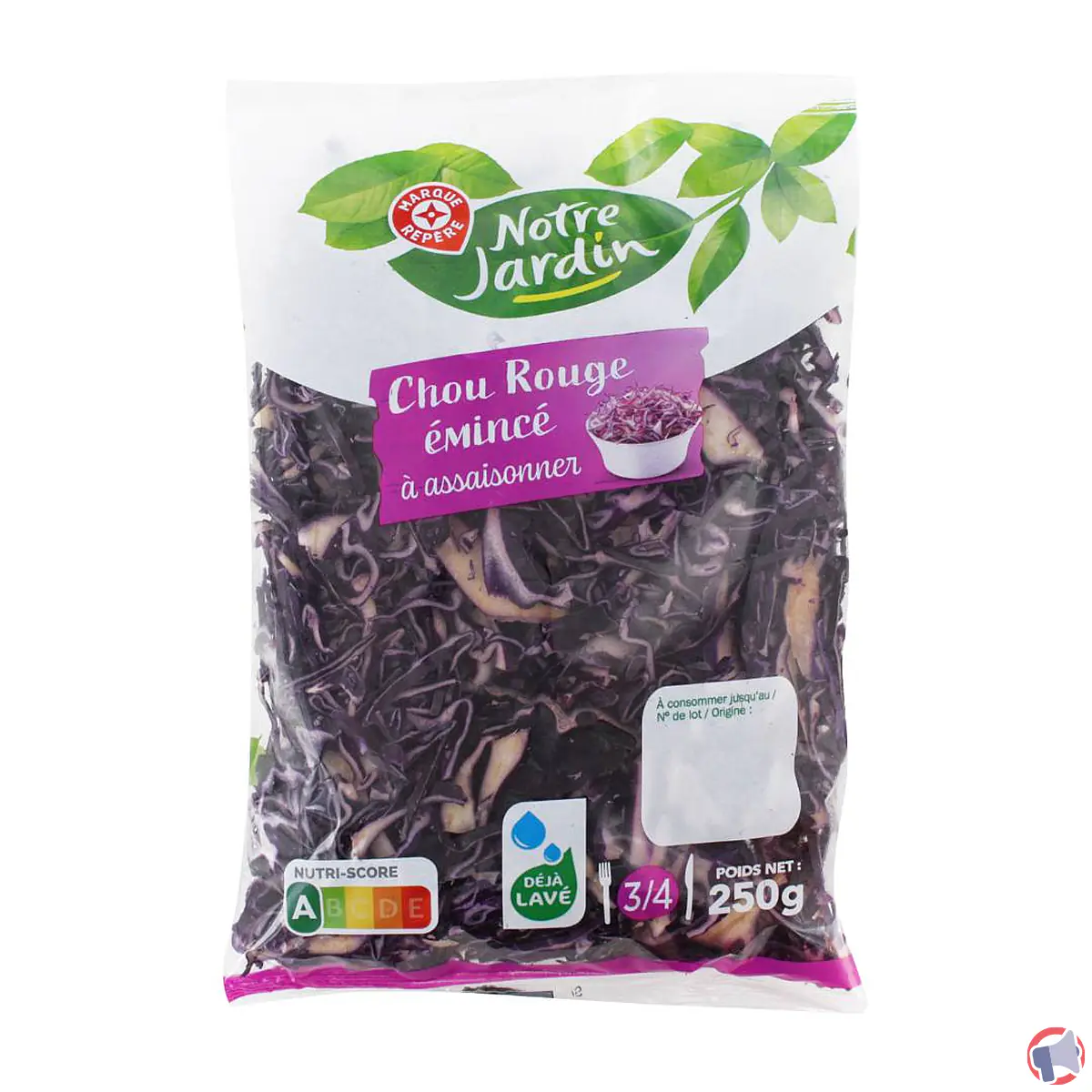 Rappel du produit: Jardin chou rouge émincé 250g