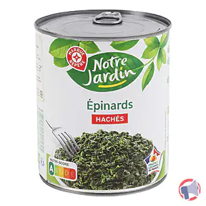Rappel produit EPINARDS HACHES 4/4 795G NOTRE JARDIN