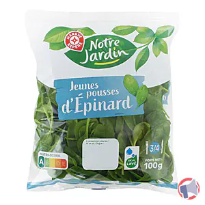 Rappel produit JEUNES POUSSES D’EPINARD 100G NOTRE JARDIN