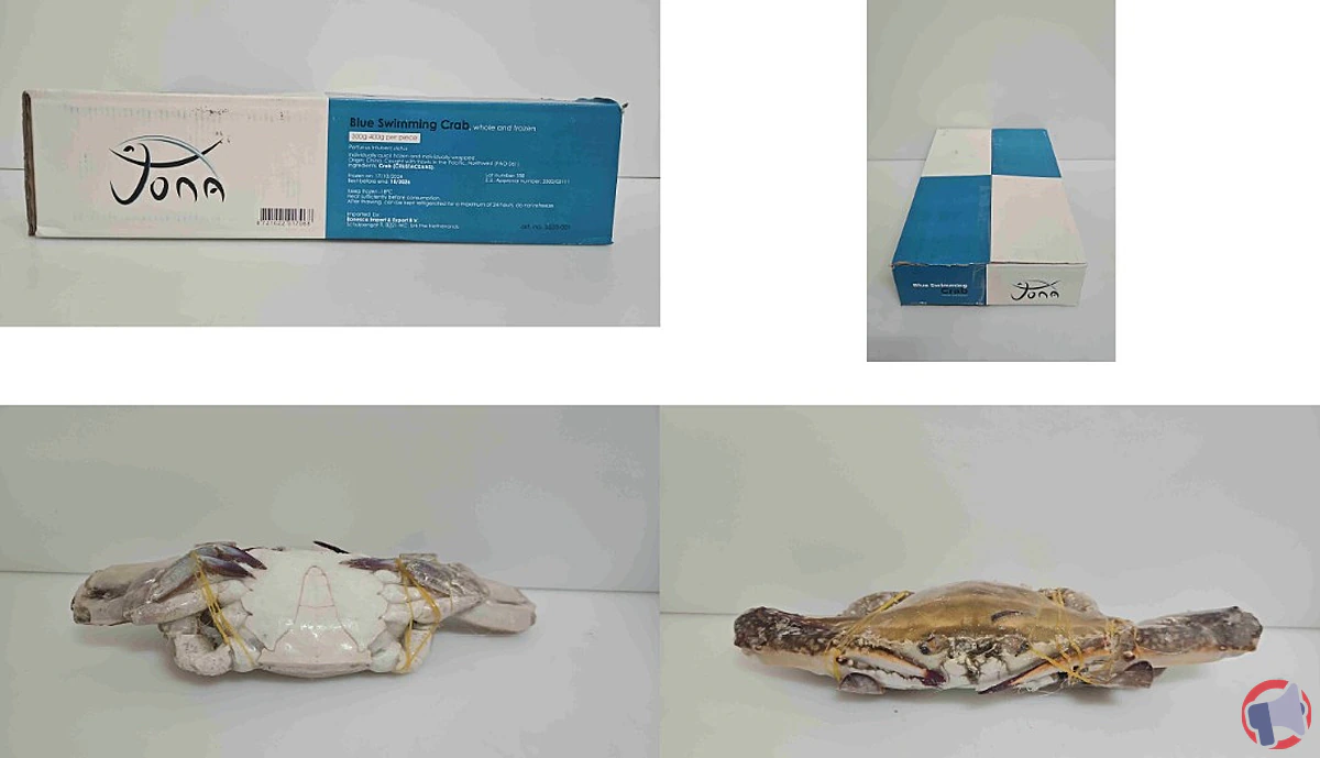Rappel de produit : Jona Blue Swimming Crab WR 300-400g pour contamination chimique