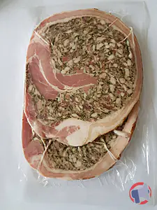 Rappel produit Roulé farci ardéchois tranché - poche sous vide de 2 tranches Jules Courtial