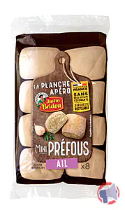Rappel produit Mini préfou à l'ail Justin bridou 136g Justin Bridou