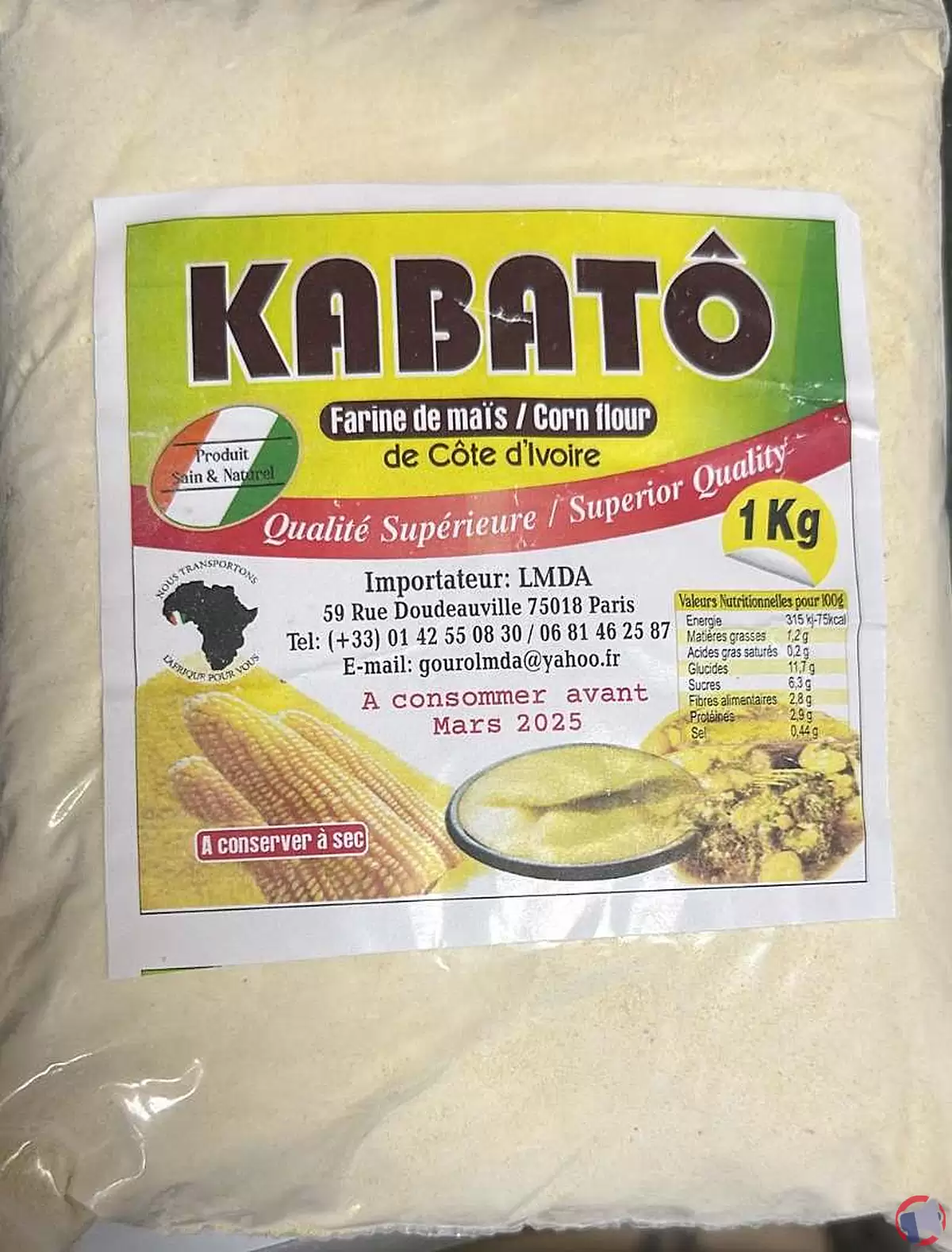 Rappel de produit : Farine de maïs de la marque Kabato