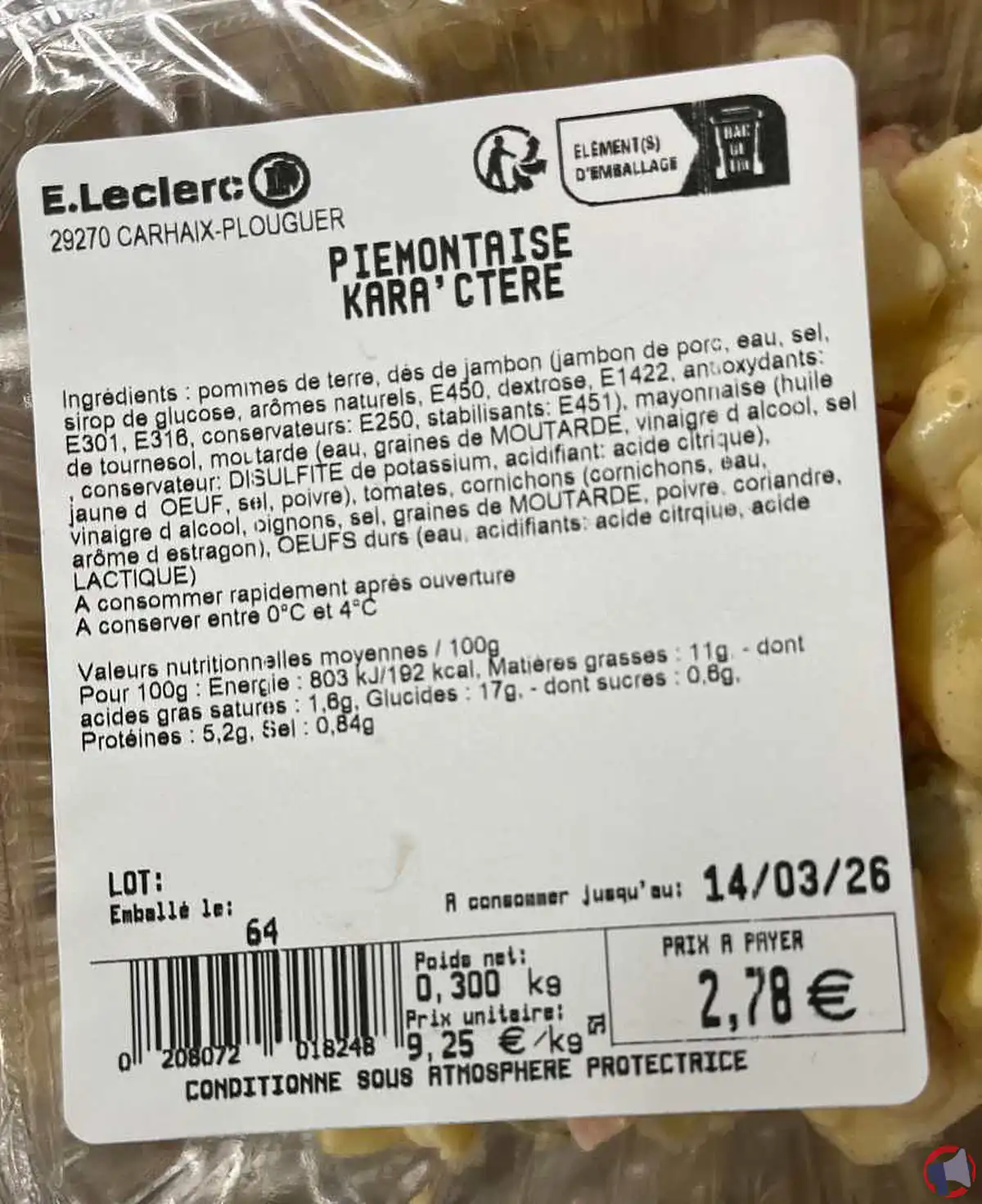 Rappel concernant le produit karactère piémontaise : analyse, risques et mesures correctives