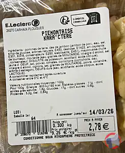 Rappel produit PIEMONTAISE KARA'CTERE