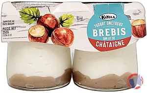 Rappel produit Yaourt onctueux brebis sur lit de châtaigne KAYOLA 125g x2 KAYOLA
