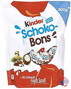 Rappel produit Bonbons de chocolat supérieur au lait fourrés lait et noisettes KINDER SCHOKO-BONS