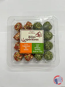 Rappel produit BILLES APERITIVES LEGUMES DU SOLEIL / AIL ET FINES HERBES 90g L'apéro du crémier