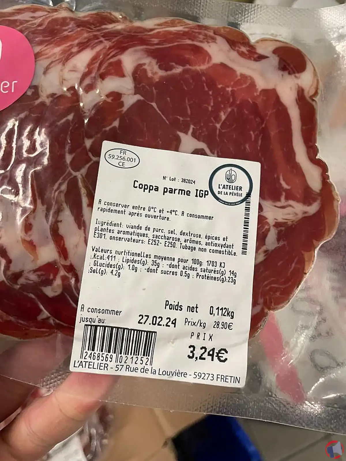 Rappel de produit : la coppa Parma IGP de l'Atelier retirée des rayons pour cause de listéria