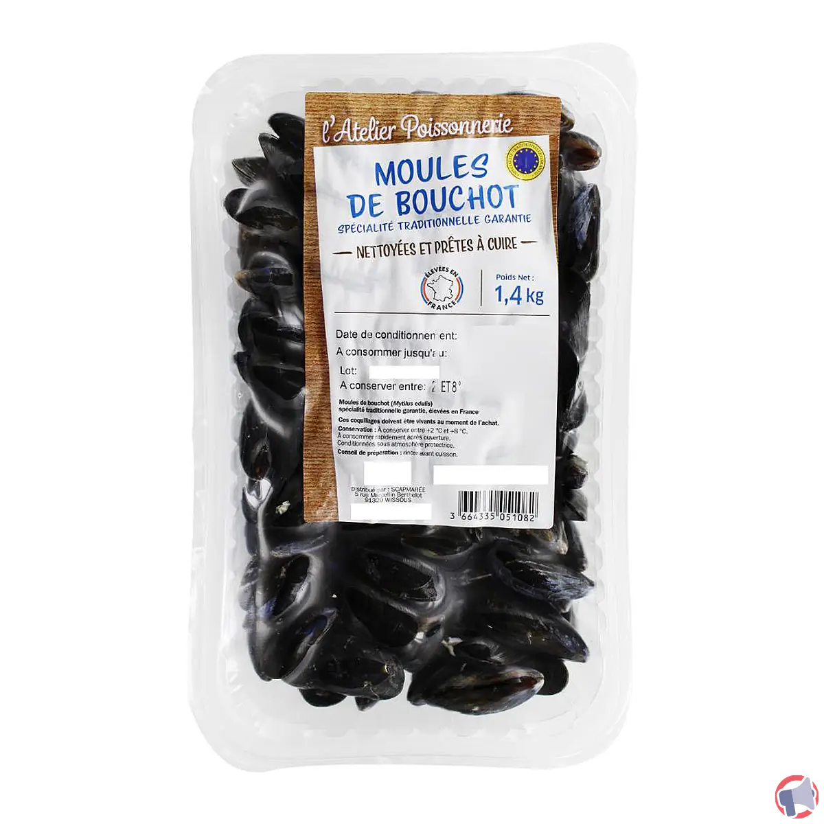 Rappel produit : moules bouchot STG 1.4kg de l'atelier poissonnerie