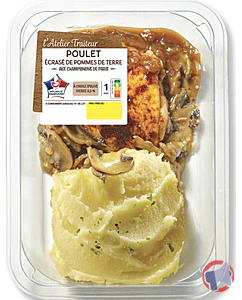 Rappel produit POULET ECRASE DE POMMES DE TERRE AUX CHAMPIGNONS DE PARIS 300G L’ATELIER TRAITEUR
