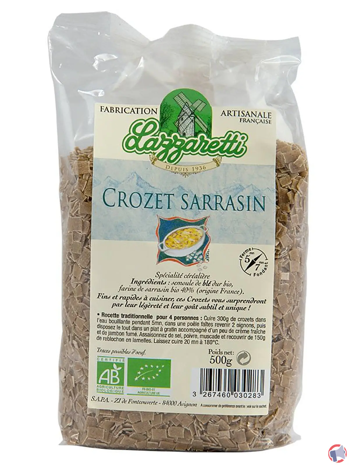 Rappel du produit lazaretti crozet sarrasin bio 500gr : informations et recommandations