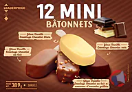 Rappel produit 12 Mini bâtonnets Glace vanille Chocolat 389g / 540ml LEADER PRICE Leader Price (photo numéro 1)