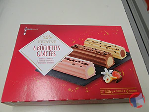 Rappel produit 6 Bûchettes (2 Fraise-Vanille / 2 Vanille-Chocolat / 2 Chocolat-Noisette) 336G LEADER PRICE Leader Price