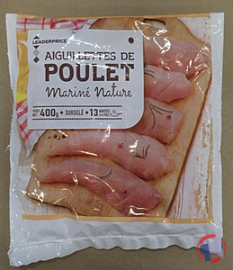 Rappel produit Aiguillette de poulet mariné nature surgelé LEADER PRICE