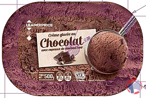 Rappel produit Crème Glacée au Chocolat avec copeaux de chocolat noir 500g/ 1L – Leader Price Leader Price