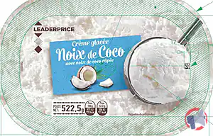 Rappel produit Crème glacée noix de coco avec noix de coco râpée 522,5g - Leader Price Leader Price