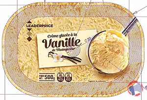 Rappel produit Crème glacée à la Vanille de Madagascar - 1 litre - Leader Price Leader Price