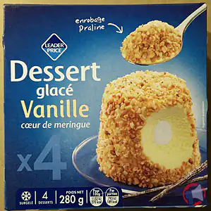 Rappel produit Dessert Glacé Vanille Coeur de Meringue 280g - LEADER PRICE Leader Price