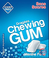 Rappel produit Leader Price Dragées chewing gum sans sucres
