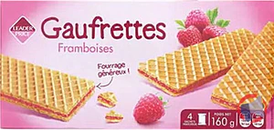 Rappel produit Gaufrettes framboise 160g Leader Price LEADER PRICE