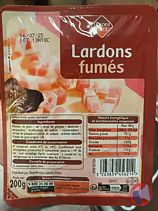 Rappel produit LARDONS FUMES QUALITE SUPERIEURE 200G - LEADER PRICE LEADER PRICE