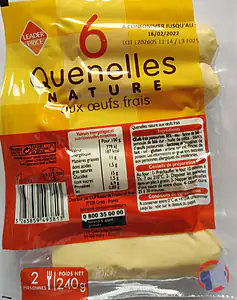 Rappel produit Quenelles nature aux œufs frais 240g LEADER PRICE LEADER PRICE
