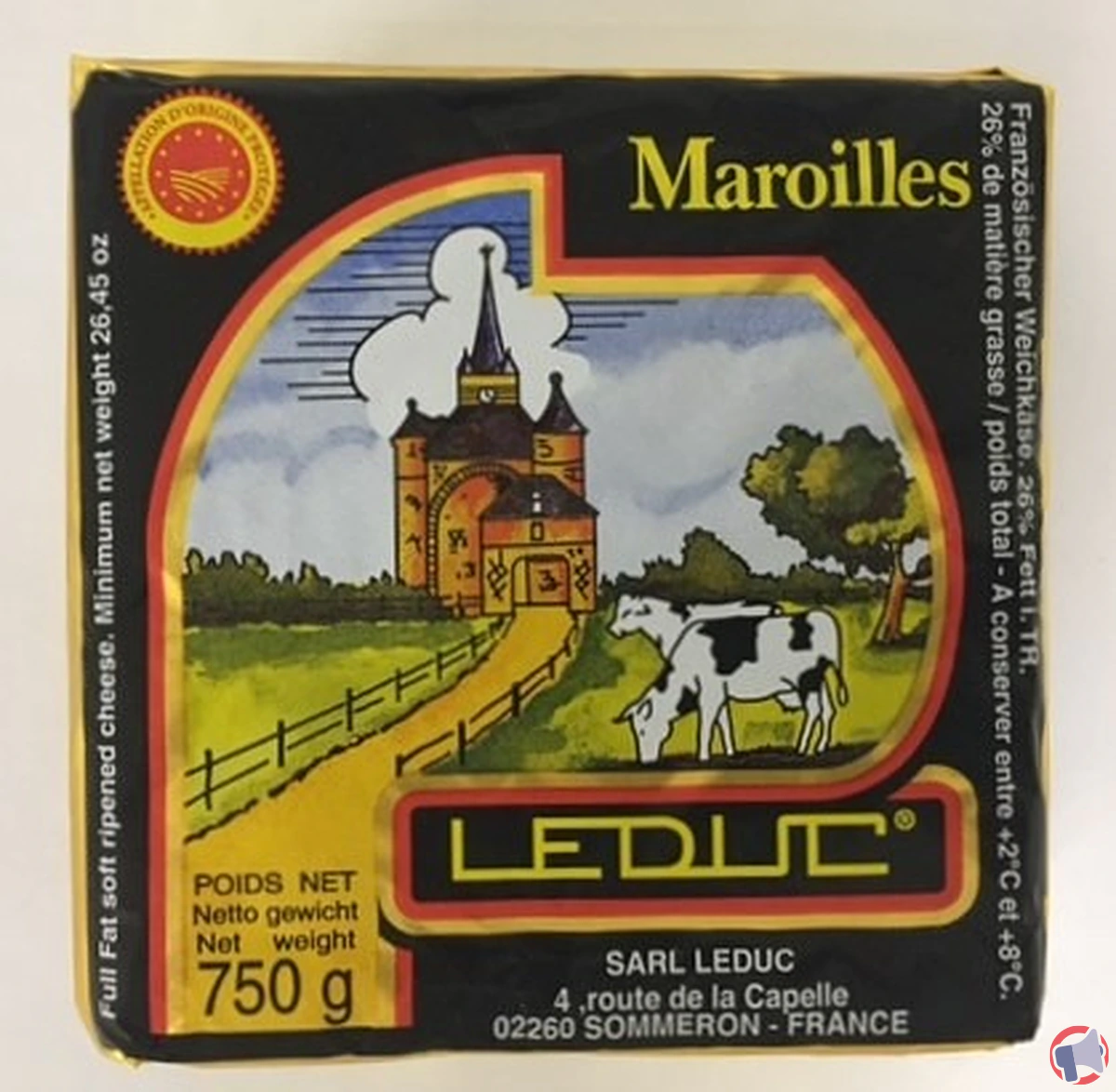 Rappel de produit : Maroilles AOP Leduc pour risque de listéria