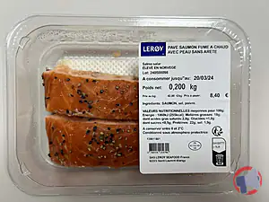 Rappel produit PAVE DE SAUMON FUME A CHAUD AVEC PEAU SANS ARETE LEROY