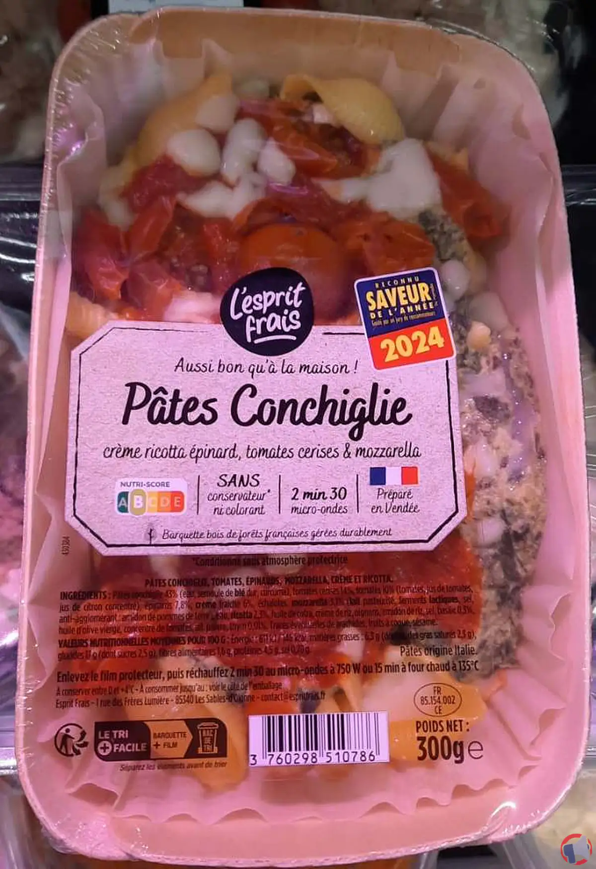 Rappel de produit : Pâtes Conchiglie de L'Esprit frais