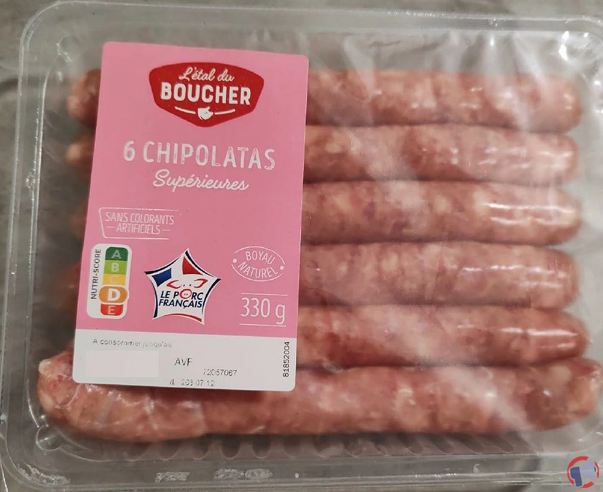 Rappel de produit : chipolatas supérieures de la marque L'étal du boucher