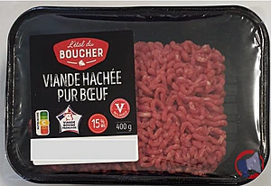 Rappel produit Viande de bœuf hachée 15% MG 400g L’étal du Boucher