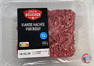 Rappel produit Viande hachée pur bœuf 5%MG L'Etal du BOUCHER