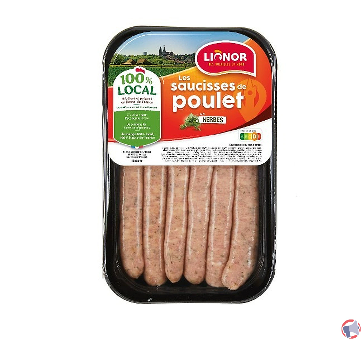 Rappel de produit : Barquette 6 Saucisses aux herbes Lionor 300g