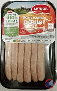 Rappel produit Barquette 6 saucisses poulet cheddar PF300G LIO S/ATM Lionor