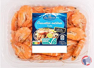 Rappel produit CREVETTES ENTIERES CUITES 1KG LOC MAREE