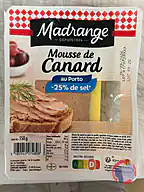 Rappel produit Mousse de canard au porto -25% de sel 150g Madrange