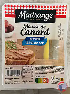 Rappel produit Mousse de canard au porto -25% de sel 150g Madrange
