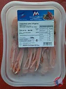 Rappel produit Langoustines cuites réfrigérées 16/20 - 1kg Maison Mer - Côte Atlantique