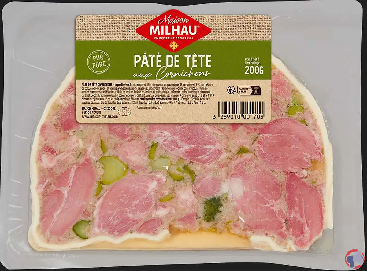 Rappel de produit : pâté de tête aux cornichons de la marque Maison Milhau