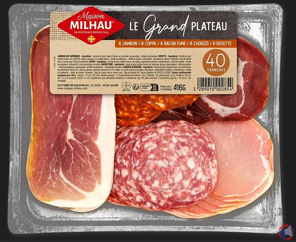 Rappel de produit : Plateau assortiment de charcuterie de la marque Maison Milhau