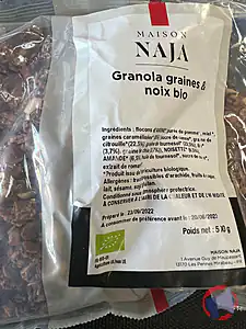 Rappel produit Granola noix et graines bio Maison Naja