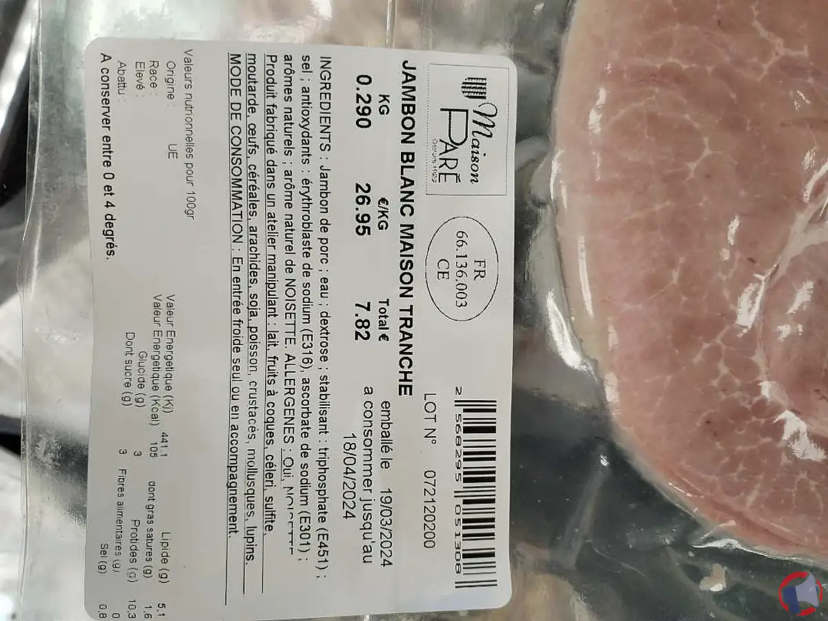 Rappel de produit : Jambon blanc de la marque Maison Paré pour risque de listéria