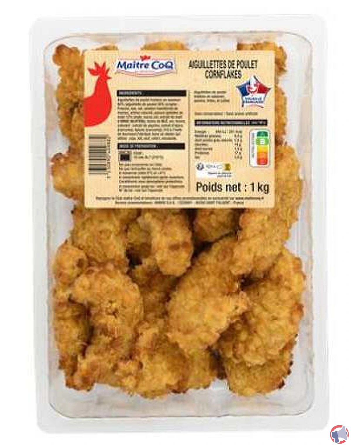 Rappel de produit : aiguillette de poulet corn flakes Maitre Coq
