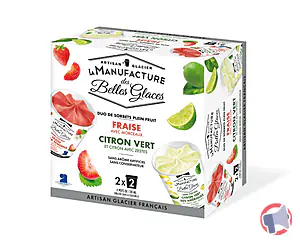 Rappel produit Coffret Duo Sorbets 4 x 120 ml / 4 x 78g La Manufacture des Belles Glaces